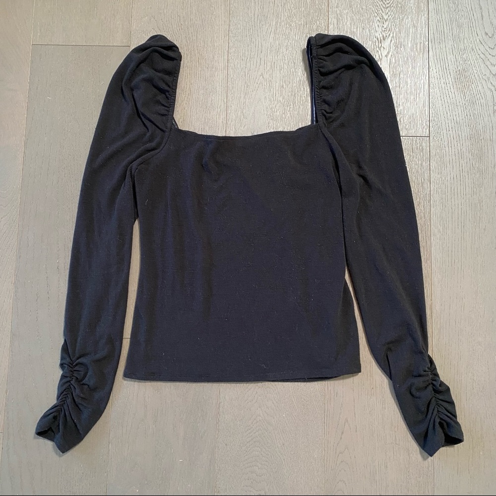 Something Navy Black Square Neck Slim Knit Top